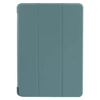 For Huawei MatePad SE 11 GEBEI 3-folding Holder Shockproof Flip Leather Tablet Case(Dark Green)