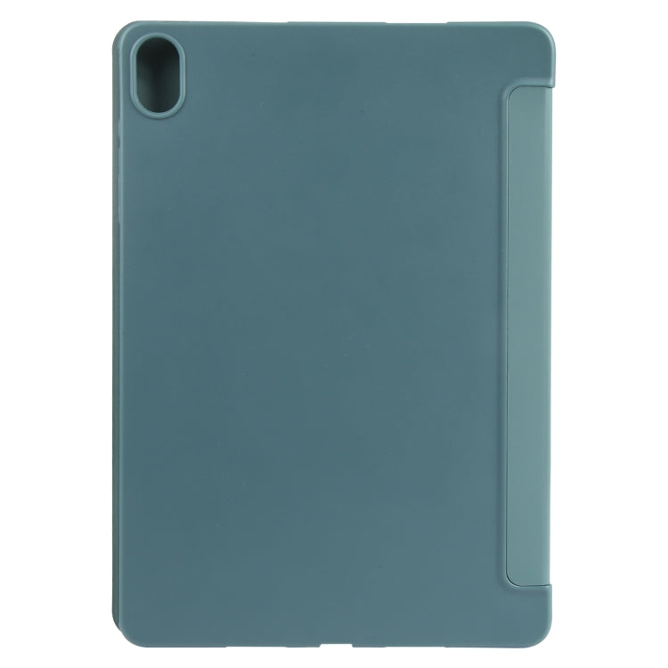For Huawei MatePad SE 11 GEBEI 3-folding Holder Shockproof Flip Leather Tablet Case(Dark Green)