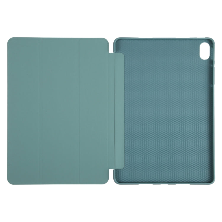 For Huawei MatePad SE 11 GEBEI 3-folding Holder Shockproof Flip Leather Tablet Case(Dark Green)