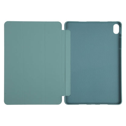 For Huawei MatePad SE 11 GEBEI 3-folding Holder Shockproof Flip Leather Tablet Case(Dark Green)