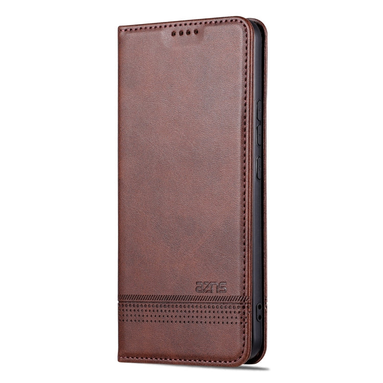 Pour Xiaomi Redmi K60 Ultra/Mi 13T/13T Pro AZNS Étui portefeuille en cuir magnétique à texture de veau (marron foncé)