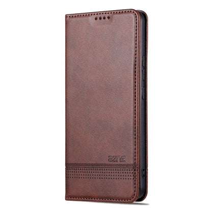 Pour Xiaomi Redmi K60 Ultra/Mi 13T/13T Pro AZNS Étui portefeuille en cuir magnétique à texture de veau (marron foncé)