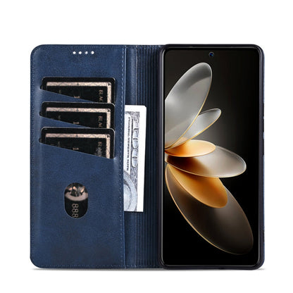 For Xiaomi Redmi K70E AZNS Magnetic Calf Texture Flip Leather Phone Case(Dark Blue)