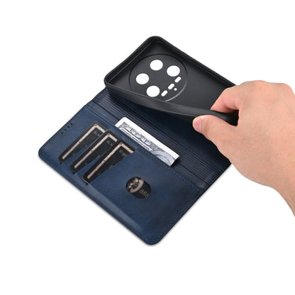 For Xiaomi 14 Ultra AZNS Magnetic Calf Texture Flip Leather Phone Case(Dark Blue)
