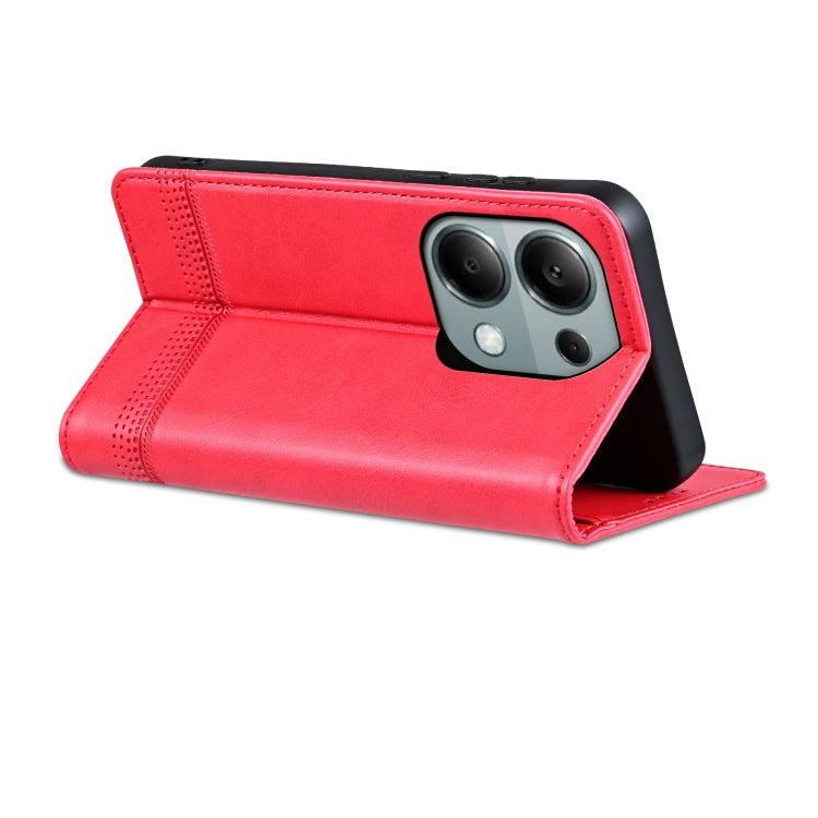 For Xiaomi Redmi Note 13 Pro 4G AZNS Magnetic Calf Texture Flip Leather Phone Case(Red)