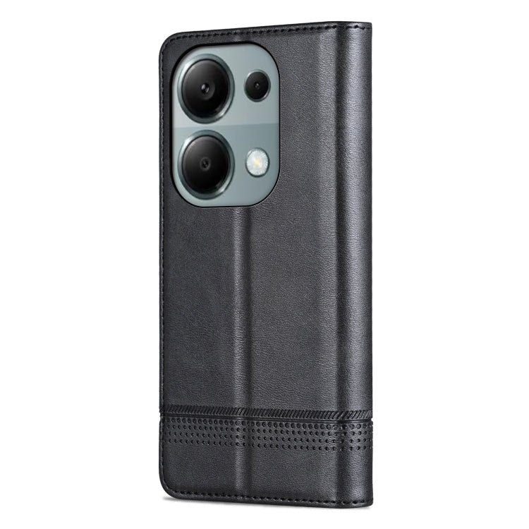 For Xiaomi Redmi Note 13 Pro 4G AZNS Magnetic Calf Texture Flip Leather Phone Case(Black)