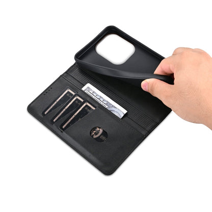For Xiaomi Redmi Note 13 Pro 4G AZNS Magnetic Calf Texture Flip Leather Phone Case(Black)