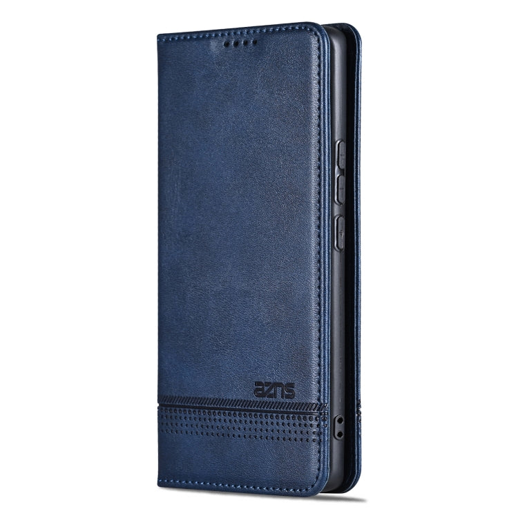 For Xiaomi Redmi Note 13 Pro 4G AZNS Magnetic Calf Texture Flip Leather Phone Case(Dark Blue)
