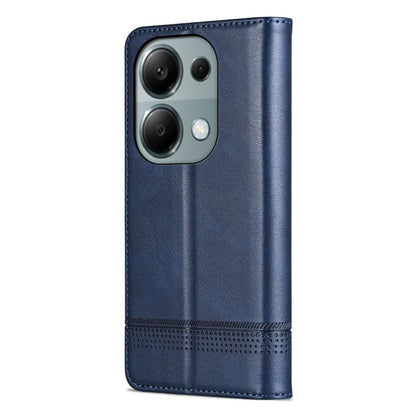 For Xiaomi Redmi Note 13 Pro 4G AZNS Magnetic Calf Texture Flip Leather Phone Case(Dark Blue)