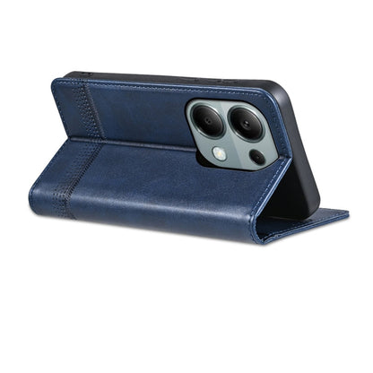 For Xiaomi Redmi Note 13 Pro 4G AZNS Magnetic Calf Texture Flip Leather Phone Case(Dark Blue)
