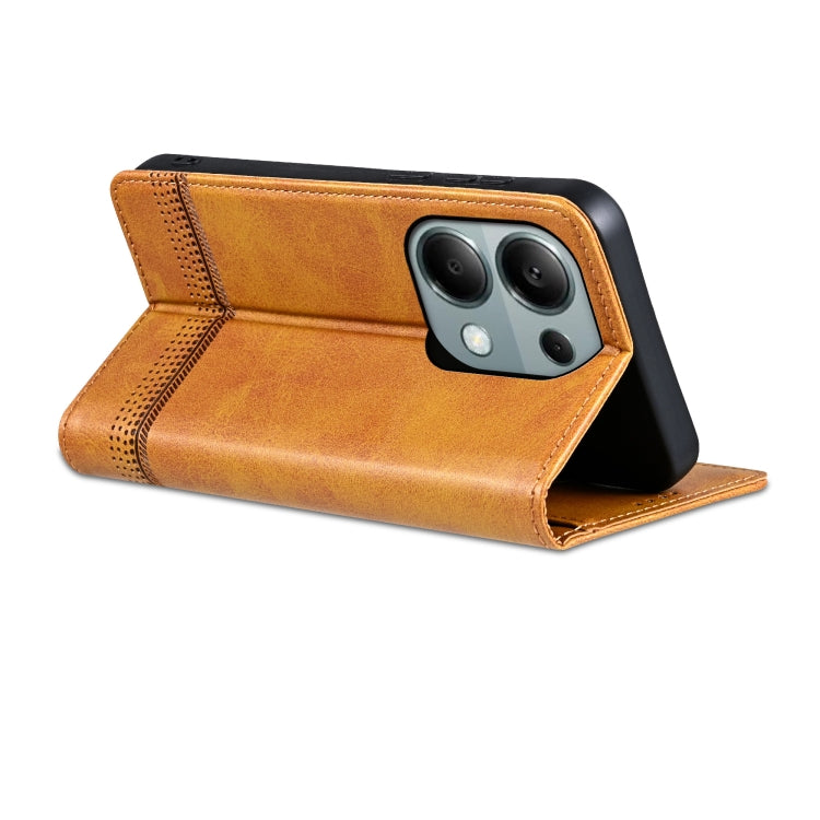 For Xiaomi Redmi Note 13 Pro 4G AZNS Magnetic Calf Texture Flip Leather Phone Case(Light Brown)
