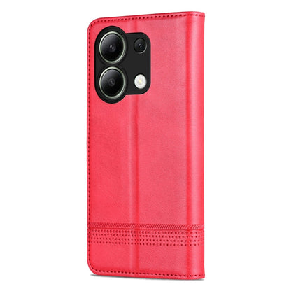 For Xiaomi Redmi Note 13 4G AZNS Magnetic Calf Texture Flip Leather Phone Case(Red)