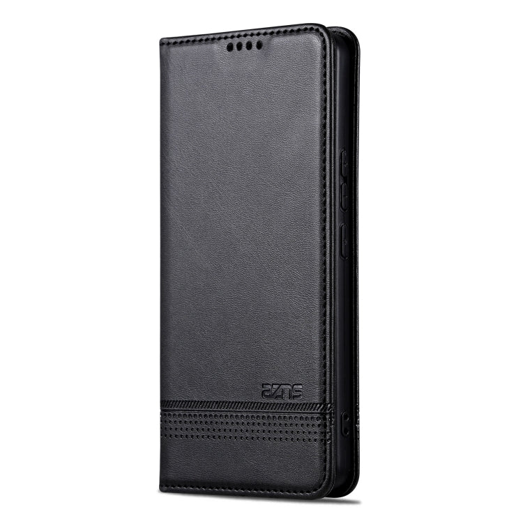 For Xiaomi Redmi Note 13 4G AZNS Magnetic Calf Texture Flip Leather Phone Case(Black)