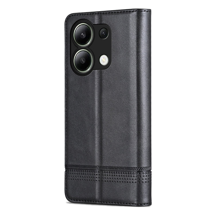 For Xiaomi Redmi Note 13 4G AZNS Magnetic Calf Texture Flip Leather Phone Case(Black)