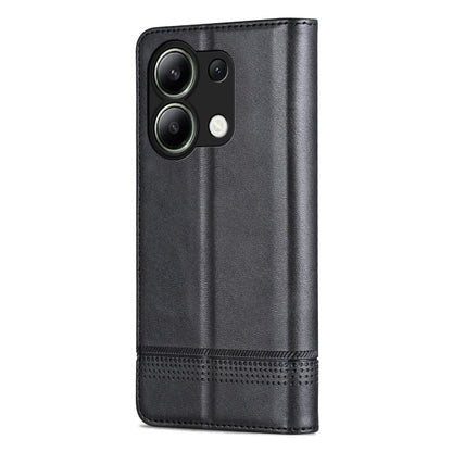 For Xiaomi Redmi Note 13 4G AZNS Magnetic Calf Texture Flip Leather Phone Case(Black)