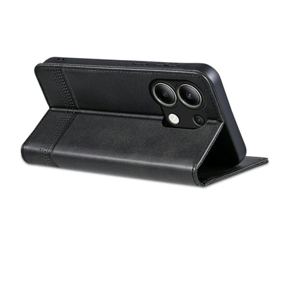 For Xiaomi Redmi Note 13 4G AZNS Magnetic Calf Texture Flip Leather Phone Case(Black)