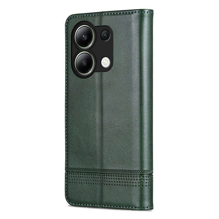 For Xiaomi Redmi Note 13 4G AZNS Magnetic Calf Texture Flip Leather Phone Case(Dark Green)