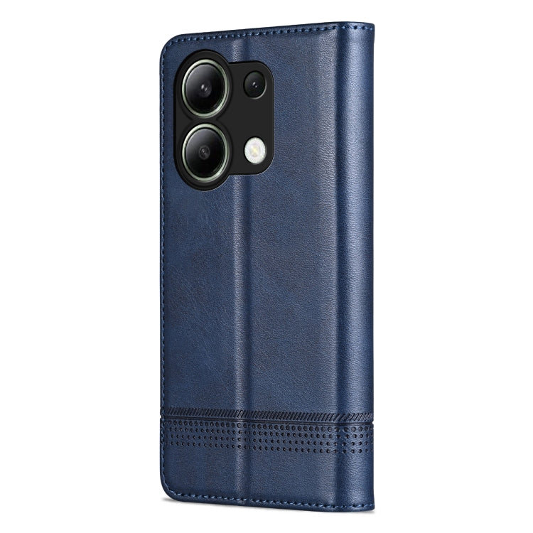 For Xiaomi Redmi Note 13 4G AZNS Magnetic Calf Texture Flip Leather Phone Case(Dark Blue)