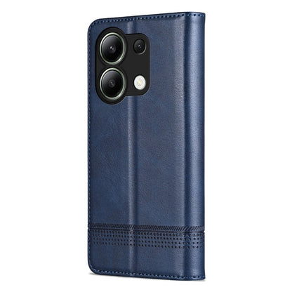 For Xiaomi Redmi Note 13 4G AZNS Magnetic Calf Texture Flip Leather Phone Case(Dark Blue)