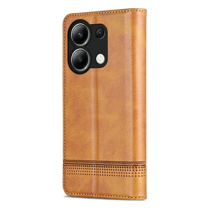 For Xiaomi Redmi Note 13 4G AZNS Magnetic Calf Texture Flip Leather Phone Case(Light Brown)