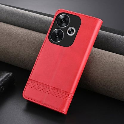 For Xiaomi Redmi Turbo 3 AZNS Magnetic Calf Texture Flip Leather Phone Case(Red)