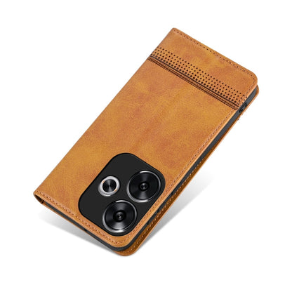 For Xiaomi Redmi Turbo 3 AZNS Magnetic Calf Texture Flip Leather Phone Case(Light Brown)