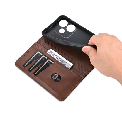 For Xiaomi Redmi Turbo 3 AZNS Magnetic Calf Texture Flip Leather Phone Case(Dark Brown)