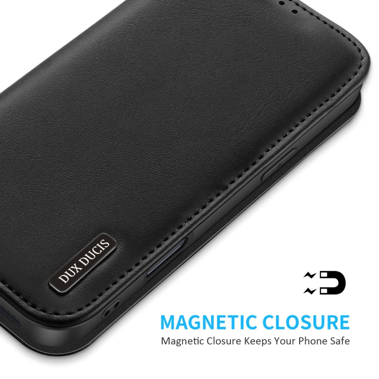 For iPhone 16 DUX DUCIS Hivo Series Cowhide + PU + TPU Flip Phone Case(Black)