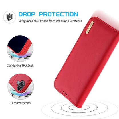For iPhone 16 DUX DUCIS Hivo Series Cowhide + PU + TPU Flip Phone Case(Red)