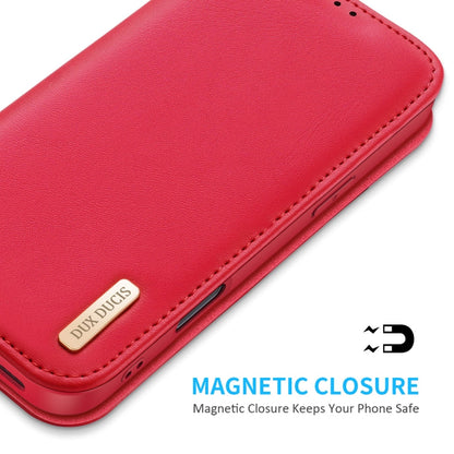 For iPhone 16 DUX DUCIS Hivo Series Cowhide + PU + TPU Flip Phone Case(Red)