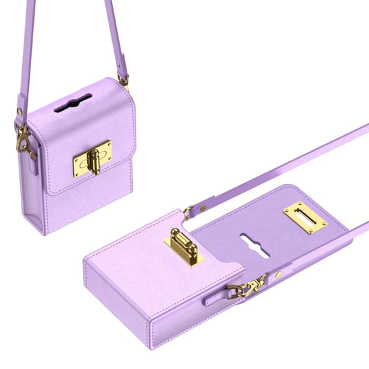 For Samsung Galaxy Z Flip5 GKK Plain Weave Mini Backpack Slim Phone Case with Ring(Purple)