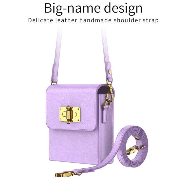 For Samsung Galaxy Z Flip5 GKK Plain Weave Mini Backpack Slim Phone Case with Ring(Purple)