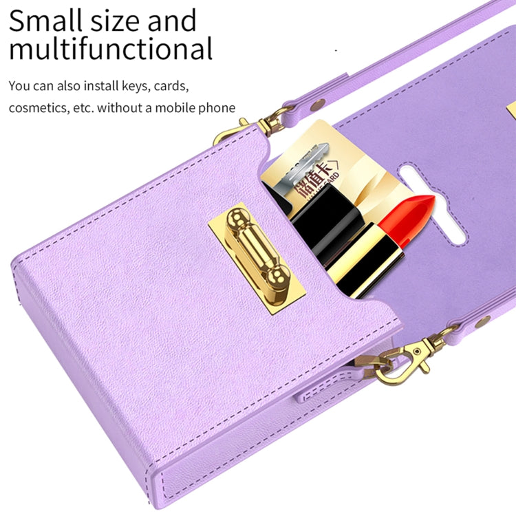 For Samsung Galaxy Z Flip5 GKK Plain Weave Mini Backpack Slim Phone Case with Ring(Purple)