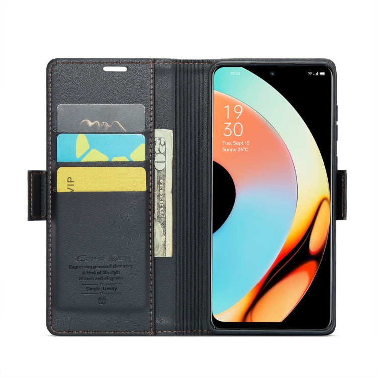 For Realme 10 Pro 5G CaseMe 023 Butterfly Buckle Litchi Texture RFID Anti-theft Leather Phone Case(Black)