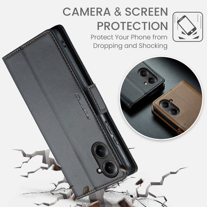 For Realme 10 Pro 5G CaseMe 023 Butterfly Buckle Litchi Texture RFID Anti-theft Leather Phone Case(Black)