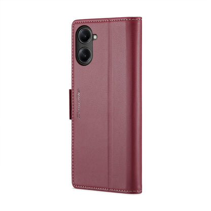 For Realme 10 Pro 5G CaseMe 023 Butterfly Buckle Litchi Texture RFID Anti-theft Leather Phone Case(Wine Red)