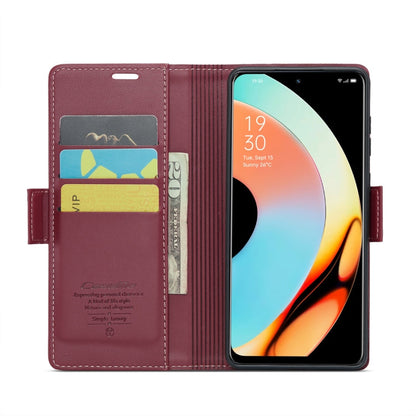 For Realme 10 Pro 5G CaseMe 023 Butterfly Buckle Litchi Texture RFID Anti-theft Leather Phone Case(Wine Red)