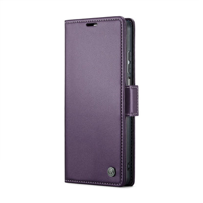 For Realme 10 Pro 5G CaseMe 023 Butterfly Buckle Litchi Texture RFID Anti-theft Leather Phone Case(Pearly Purple)