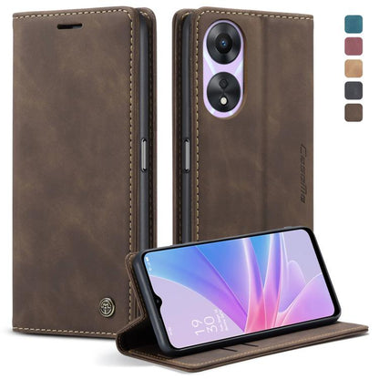 For OPPO A78 5G Global / A1X 5G CaseMe 013 Multifunctional Horizontal Flip Leather Phone Case(Coffee)