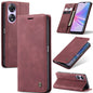 Pour OPPO A58 5G / A58X 5G Coque de téléphone en cuir multifonctionnelle à rabat horizontal CaseMe 013 (rouge vin)