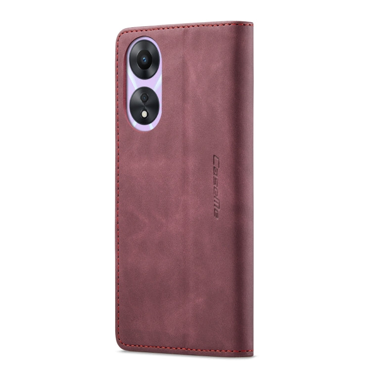 Pour OPPO A58 5G / A58X 5G Coque de téléphone en cuir multifonctionnelle à rabat horizontal CaseMe 013 (rouge vin)