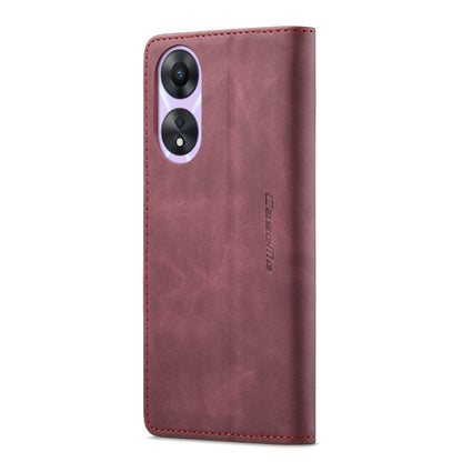 Pour OPPO A58 5G / A58X 5G Coque de téléphone en cuir multifonctionnelle à rabat horizontal CaseMe 013 (rouge vin)
