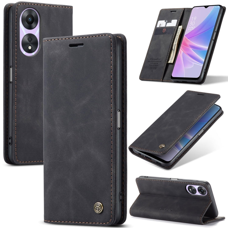 Pour OPPO A58 5G / A58X 5G Coque de téléphone en cuir à rabat horizontal multifonctionnel CaseMe 013 (noir)