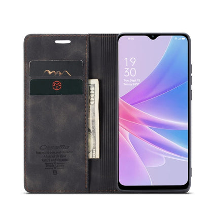 Pour OPPO A58 5G / A58X 5G Coque de téléphone en cuir à rabat horizontal multifonctionnel CaseMe 013 (noir)