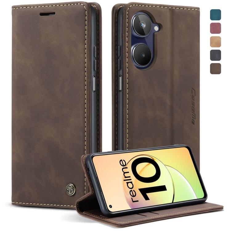 For Realme 10 4G CaseMe 013 Multifunctional Horizontal Flip Leather Phone Case(Coffee)
