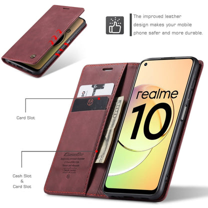 For Realme 10 4G CaseMe 013 Multifunctional Horizontal Flip Leather Phone Case(Wine Red)