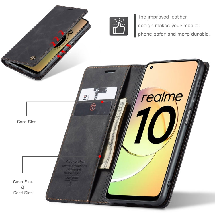 For Realme 10 4G CaseMe 013 Multifunctional Horizontal Flip Leather Phone Case(Black)