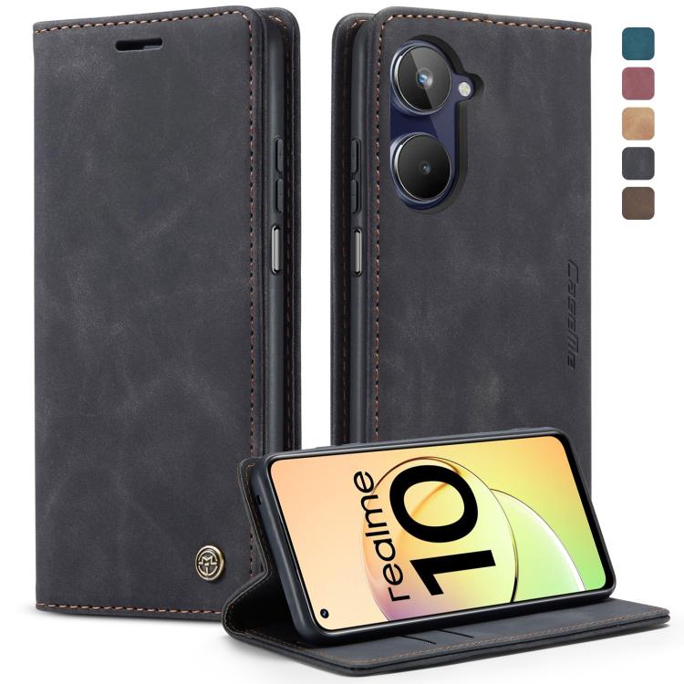 For Realme 10 4G CaseMe 013 Multifunctional Horizontal Flip Leather Phone Case(Black)