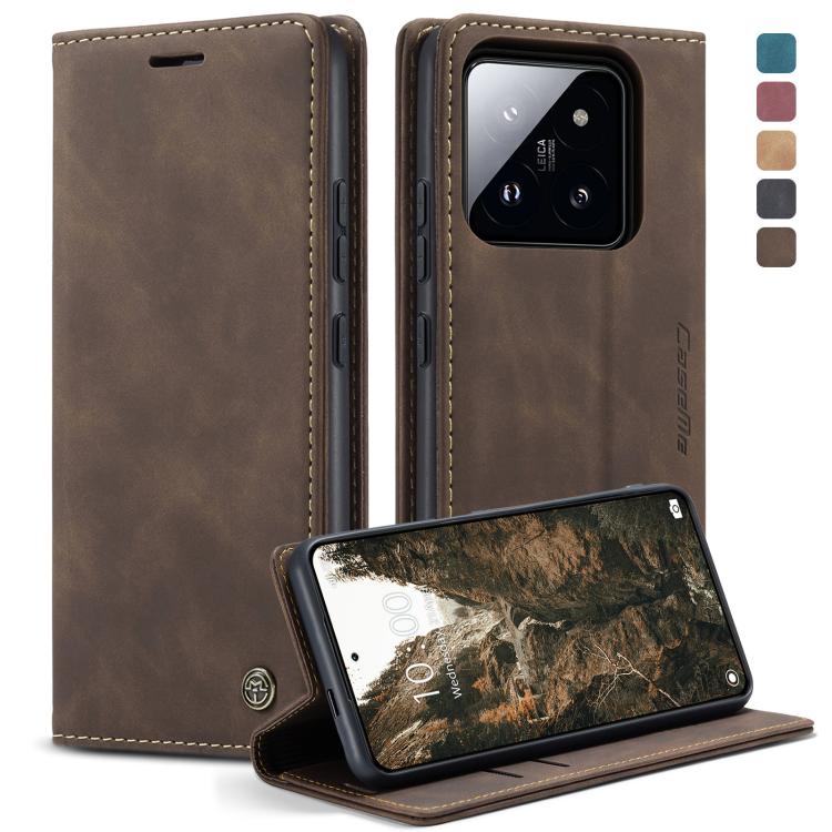 For Xiaomi 14 Pro CaseMe 013 Multifunctional Horizontal Flip Leather Phone Case(Coffee)
