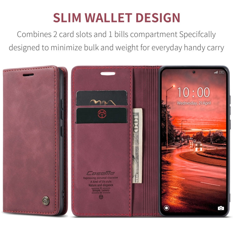 For Xiaomi Redmi Note 13 4G CaseMe 013 Multifunctional Horizontal Flip Leather Phone Case(Wine Red)
